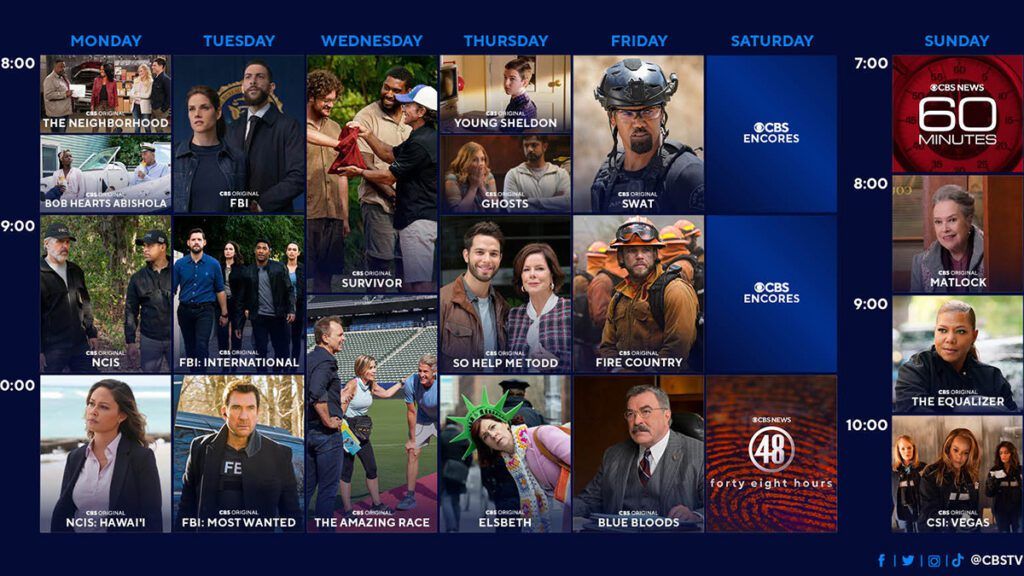 CBS, Primetime Schedule, #CBSTV